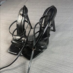 Superdown Black Stiletto‎ Heels with Strappy Design